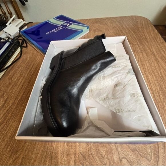 White Mountain Black Leather Ankle Booties - Picture 16 of 16